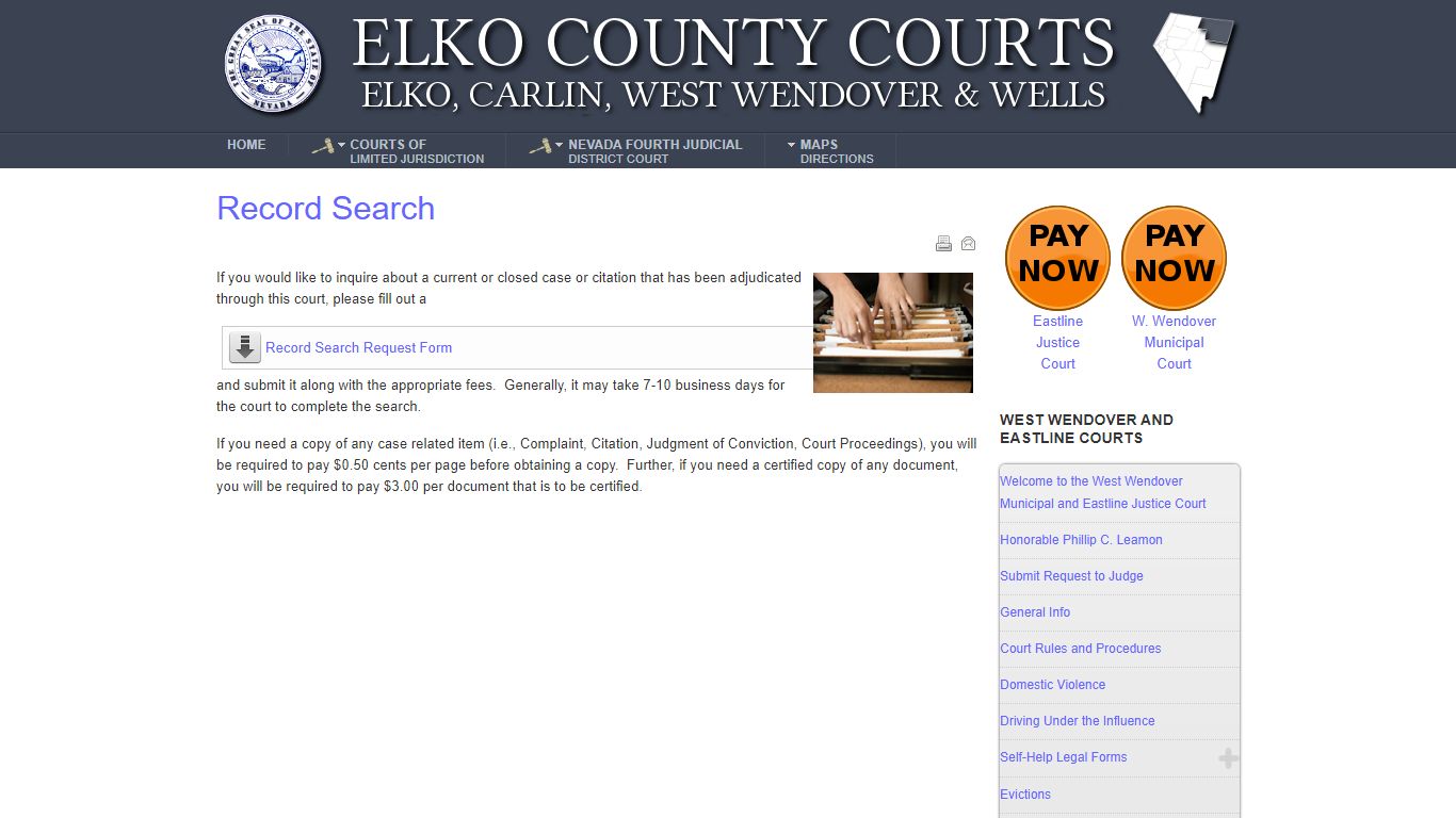 Record Search - Courts of law located in Elko County, Nevada