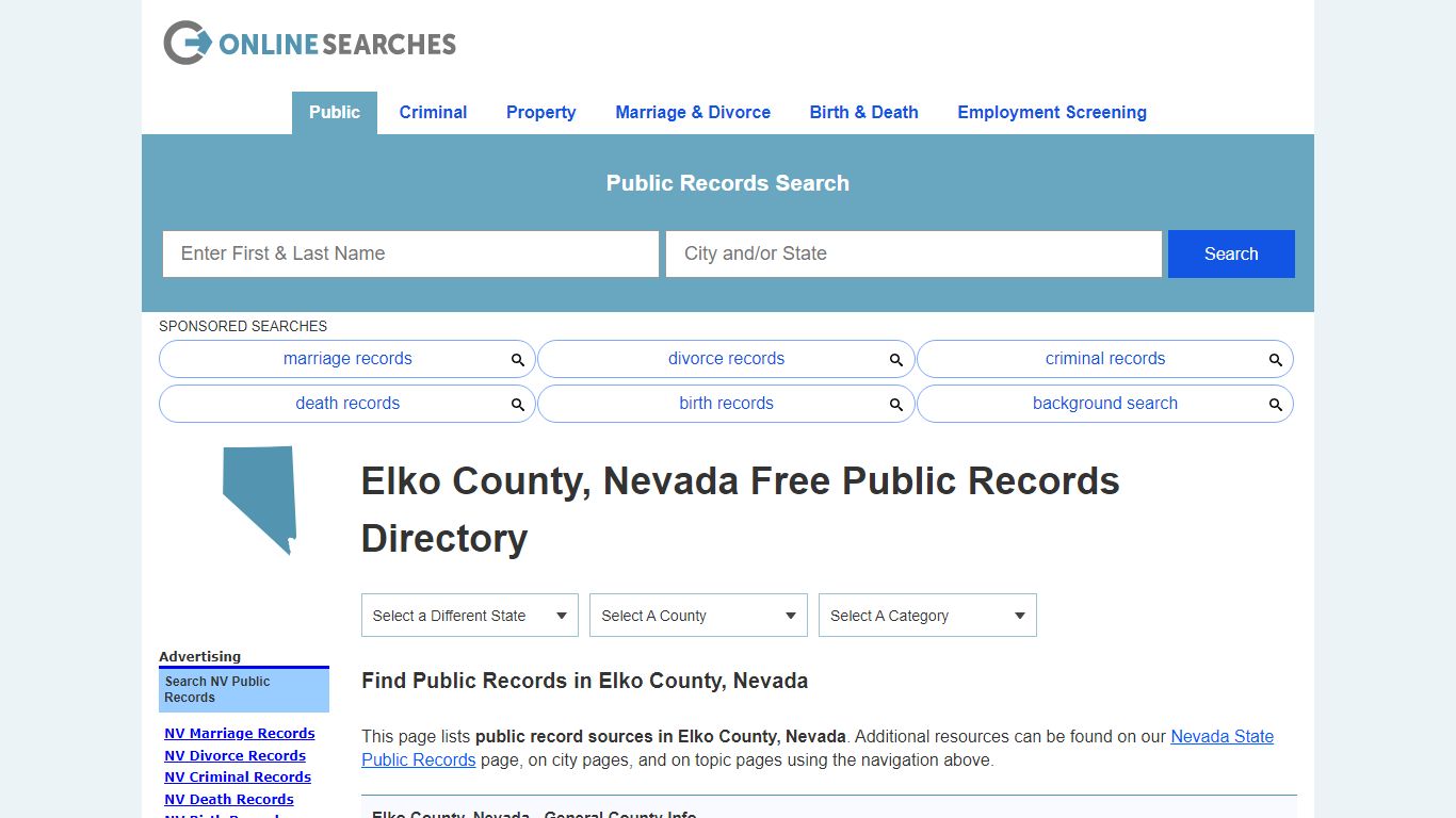 Elko County, Nevada Public Records Directory
